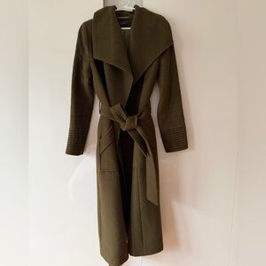 Sentaler Baby Alpaca Long Notch Collar Wrap Coat- Olive Green - XS